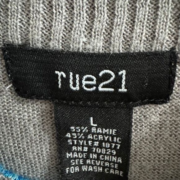 Rue 21 Y2K Gray Blue Argyle Short Sleeve Knit Top L - Picture 3 of 4